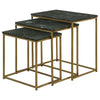 Agi 3 Piece Nesting Side Table Set Green Square Marble Gold Metal Frame By Casagear Home BM315268