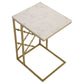 Syp 25 Inch Accent Table White Marble Top Gold Crossed Open Metal Frame By Casagear Home BM315269