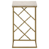 Syp 25 Inch Accent Table White Marble Top Gold Crossed Open Metal Frame By Casagear Home BM315269