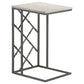 Syp 25 Inch Accent Table, White Marble Top, Gray Metal Crossed Open Frame By Casagear Home