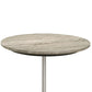 24 Inch Side Table Round White Marble Top Brown Mango Wood Pedestal Base By Casagear Home BM315278