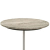 24 Inch Side Table Round White Marble Top Brown Mango Wood Pedestal Base By Casagear Home BM315278