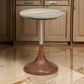 24 Inch Side Table, Round White Marble Top, Brown Mango Wood Pedestal Base By Casagear Home