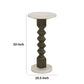 Drink Side Table 11 Inch Round Marble Spindle Pedestal Base White Gray By Casagear Home BM315280