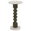 Drink Side Table 11 Inch Round Marble Spindle Pedestal Base White Gray By Casagear Home BM315280