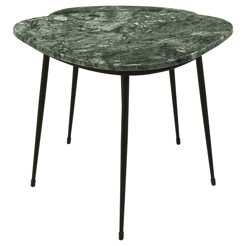 2 Piece Nesting Accent Table Set Triangular Marble Top Green Black By Casagear Home BM315281