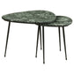 2 Piece Nesting Accent Table Set Triangular Marble Top Green Black By Casagear Home BM315281