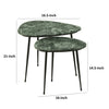 2 Piece Nesting Accent Table Set Triangular Marble Top Green Black By Casagear Home BM315281