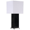 25 Inch Table Lamp, Square White Shade, Modern Black Crocodile Pattern Base By Casagear Home