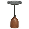 Side End Drink Table, Round Gray White Marble Top, Pedestal Base 14x14x24 By Casagear Home