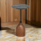 Side End Drink Table Round Gray White Marble Top Pedestal Base 14x14x24 By Casagear Home BM315283