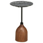 Side End Drink Table Round Gray White Marble Top Pedestal Base 14x14x24 By Casagear Home BM315283