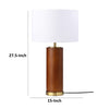 28 Inch Table Lamp White Fabric Drum Shade Gold Metal Brown Bridge Base By Casagear Home BM315284