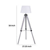 56 Inch Floor Lamp White Tapered Drum Shade Weathered Gray Tripod Base By Casagear Home BM315285