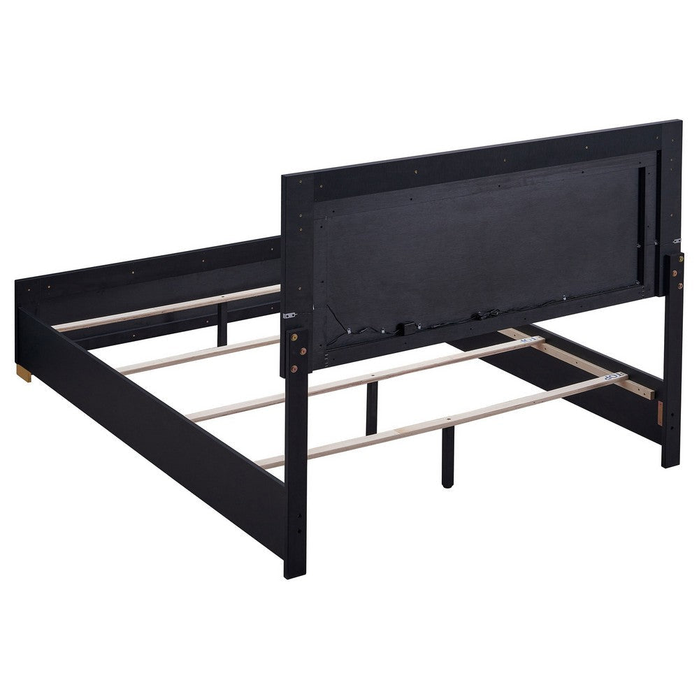 Dex Platform Queen Bed Panel LED Headboard Black Wood Melamine Finish By Casagear Home BM315288