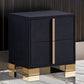 Dex 22 Inch Nightstand, 2 Drawers with Long Vertical Gold Handles, Black By Casagear Home