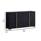 Dex 59 Inch Wide Dresser 6 Drawers with Long Vertical Gold Handles Black By Casagear Home BM315290