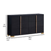 Dex 59 Inch Wide Dresser 6 Drawers with Long Vertical Gold Handles Black By Casagear Home BM315290