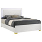 Dex Platform King Size Bed, Panel LED Headboard, White Wood Melamine Finish By Casagear Home