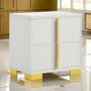 Dex 22 Inch Nightstand, 2 Drawers with Long Vertical Gold Handles, White By Casagear Home