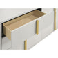 Dex 59 Inch Wide Dresser 6 Drawers with Long Vertical Gold Handles White By Casagear Home BM315295