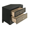 Aki 25 Inch Nightstand 2 Drawers Geometric Cut Out Front Black Brown By Casagear Home BM315299