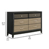 Aki 58 Inch Dresser 6 Drawers with Geometric Cut Out Design Black Brown By Casagear Home BM315300