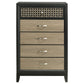 Aki 50 Inch Tall Dresser 5 Drawers with Geometric Cut Out Design Black By Casagear Home BM315301