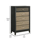 Aki 50 Inch Tall Dresser 5 Drawers with Geometric Cut Out Design Black By Casagear Home BM315301