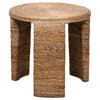 Asha 22 Inch Side End Table Round Shaped Top with Natural Rattan Wrapping By Casagear Home BM315302