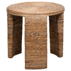 Asha 22 Inch Side End Table Round Shaped Top with Natural Rattan Wrapping By Casagear Home BM315302