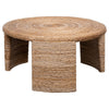 Asha 36 Inch Coffee Table Round Shaped Top with Natural Rattan Wrapping By Casagear Home BM315303