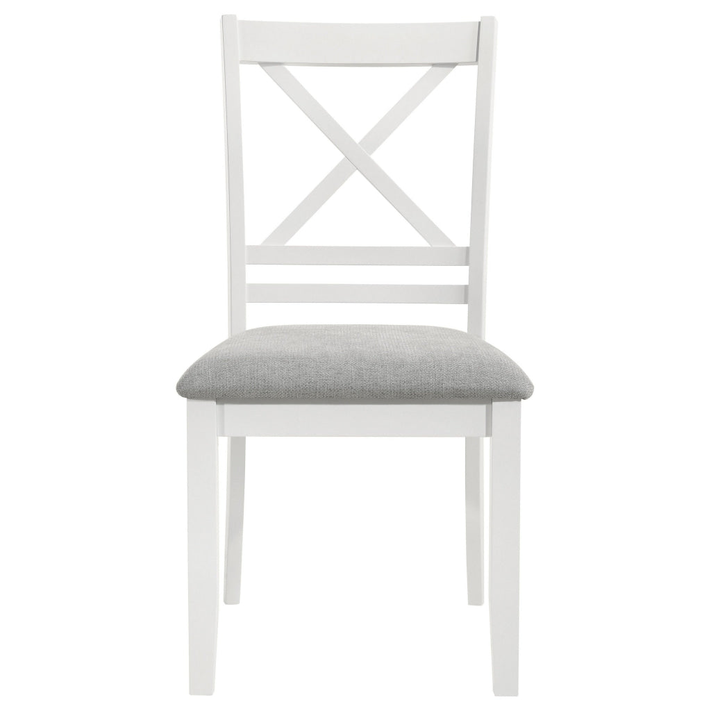 Hoa 18 Inch Dining Side Chair Set of 2 Gray Padded Seat White Solid Wood By Casagear Home BM315307