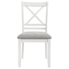 Hoa 18 Inch Dining Side Chair Set of 2 Gray Padded Seat White Solid Wood By Casagear Home BM315307