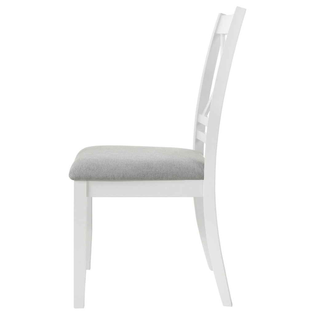 Hoa 18 Inch Dining Side Chair Set of 2 Gray Padded Seat White Solid Wood By Casagear Home BM315307