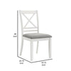 Hoa 18 Inch Dining Side Chair Set of 2 Gray Padded Seat White Solid Wood By Casagear Home BM315307