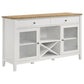 Hoa 59 Inch Dining Sideboard Console Cabinet, 2 Doors, White Brown Wood By Casagear Home