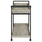 Tra 40 Inch Rolling Bar Cart 2 Tier with Drawer Gray Wood Black Metal By Casagear Home BM315313