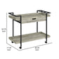 Tra 40 Inch Rolling Bar Cart 2 Tier with Drawer Gray Wood Black Metal By Casagear Home BM315313