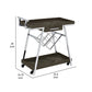 Kne 35 Inch Rolling Bar Cart 2 Tier with Drawer Stand Black Wood Chrome By Casagear Home BM315315