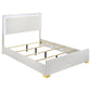 Dex Full Size Bed with LED Framed Headboard White Wood Finish Gold Legs By Casagear Home BM315323