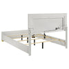 Dex Full Size Bed with LED Framed Headboard White Wood Finish Gold Legs By Casagear Home BM315323