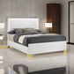 Dex Full Size Bed with LED Framed Headboard, White Wood Finish, Gold Legs By Casagear Home