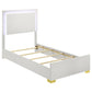 Dex Twin Size Bed with LED Framed Headboard White Wood Finish Gold Legs By Casagear Home BM315324