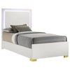 Dex Twin Size Bed with LED Framed Headboard White Wood Finish Gold Legs By Casagear Home BM315324