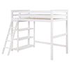 Ica Modern Twin Loft Bed with 3 Shelves and Ladder White Solid Wood By Casagear Home BM315326