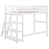 Ica Modern Twin Loft Bed with 3 Shelves and Ladder White Solid Wood By Casagear Home BM315326