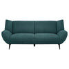 Toer 84 Inch Wide Sofa Flared Arms Soft Teal Blue Upholstery Black Metal By Casagear Home BM315327