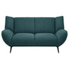 Toer 68 Inch Plush Loveseat Flared Arms Teal Blue Fabric Black Metal By Casagear Home BM315329