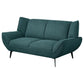 Toer 68 Inch Plush Loveseat Flared Arms Teal Blue Fabric Black Metal By Casagear Home BM315329